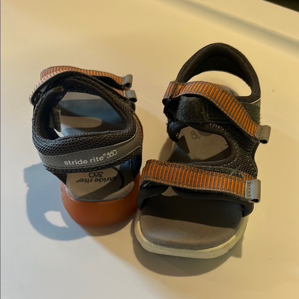 Stride Rite Gray and Orange Sandals with Velcro Straps